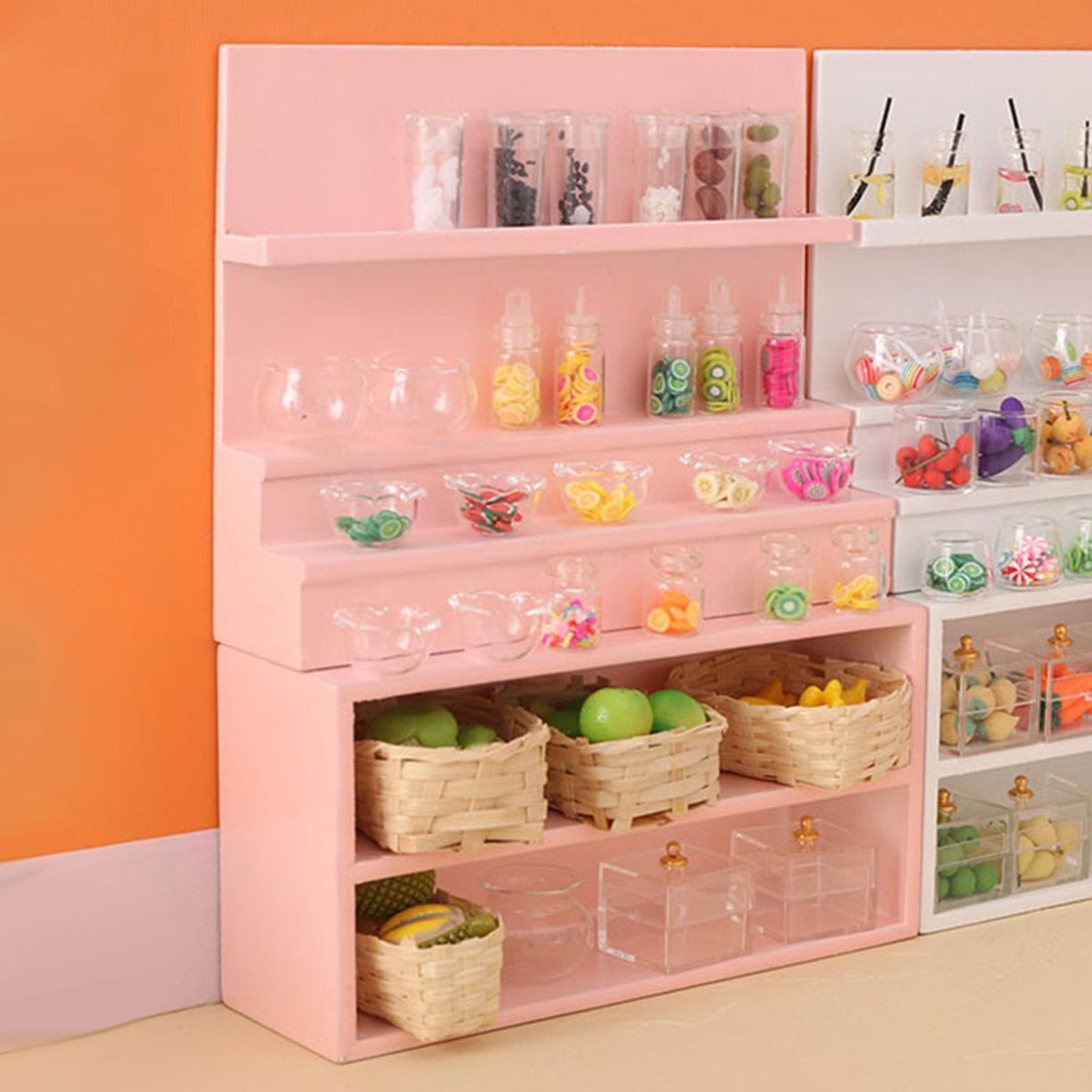 1:12 Scale Dollhouse Miniature Supermarket Shelves Pink  A
