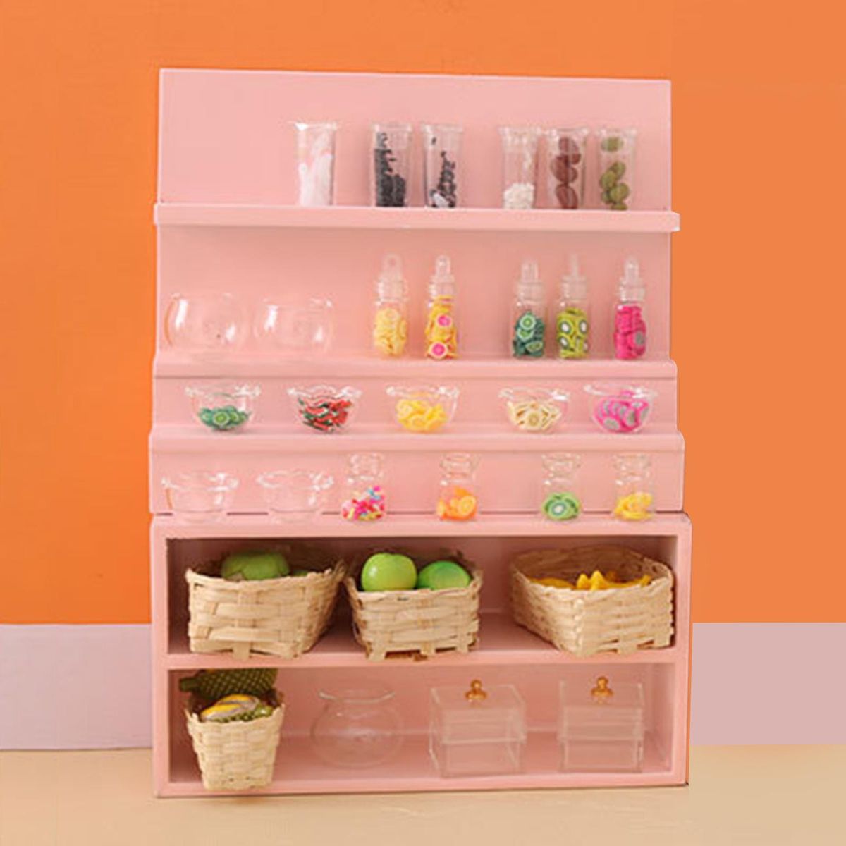 1:12 Scale Dollhouse Miniature Supermarket Shelves Pink  A