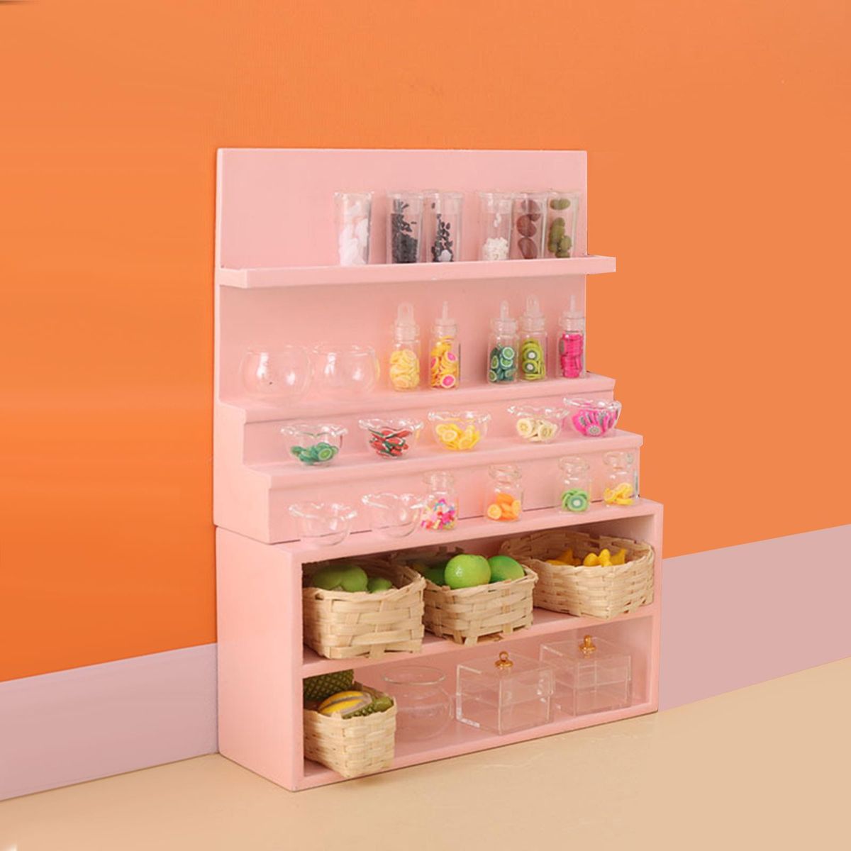1:12 Scale Dollhouse Miniature Supermarket Shelves Pink  A