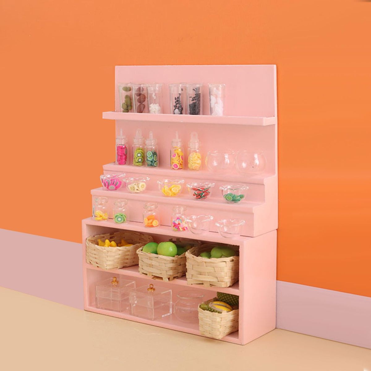1:12 Scale Dollhouse Miniature Supermarket Shelves Pink  A