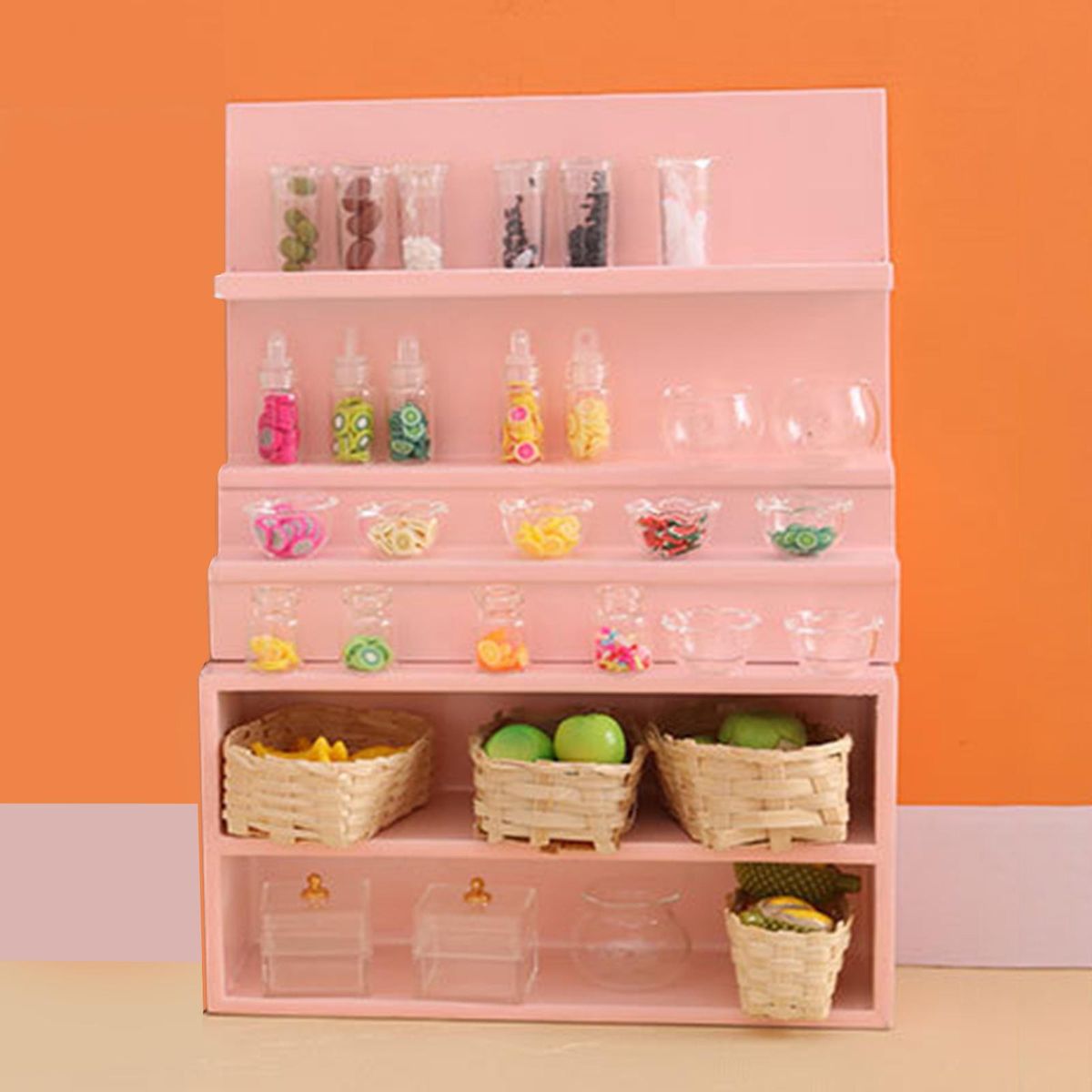 1:12 Scale Dollhouse Miniature Supermarket Shelves Pink  A