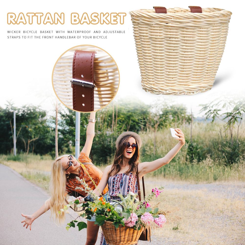 Wicker Bicycle Basket For Children And Women 3 Col