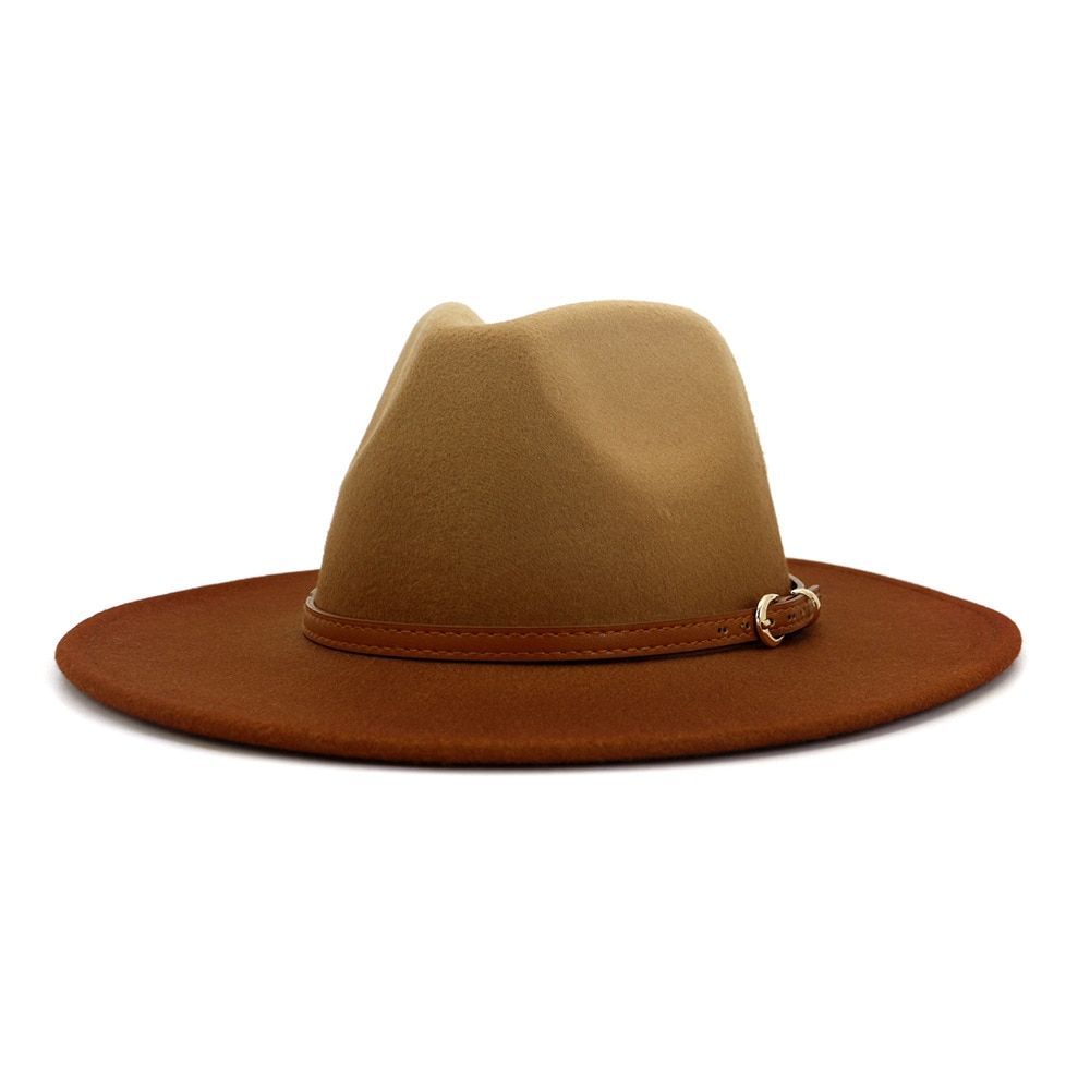 New Women Men Wool Vintage Trilby Felt Fedora Hat With Wide Brim Gentleman Elegant Gradient For Lady Winter Autumn Jazz Cap B-2 56-58CM