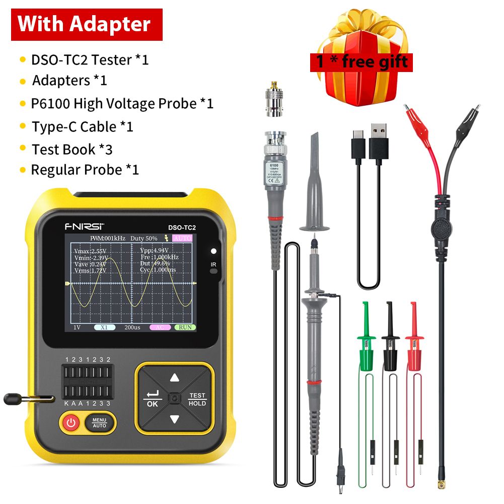 FNIRSI 200kHz 2.4 Inch  Oscilloscope Transistor Tester