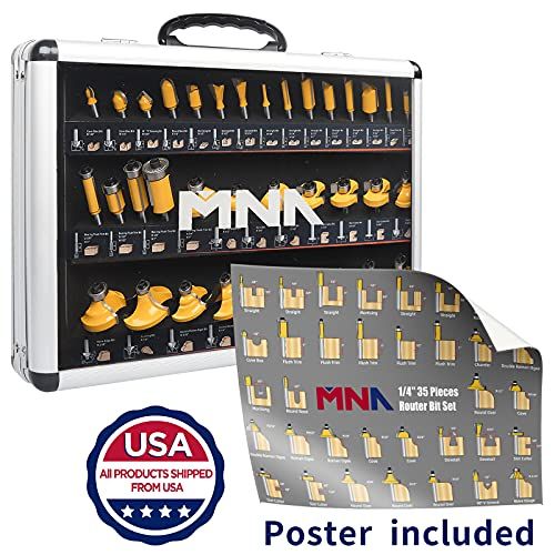 MNA Router Bits 35 Pcs Set 35 Pieces 14 Inch Shank Router Bi