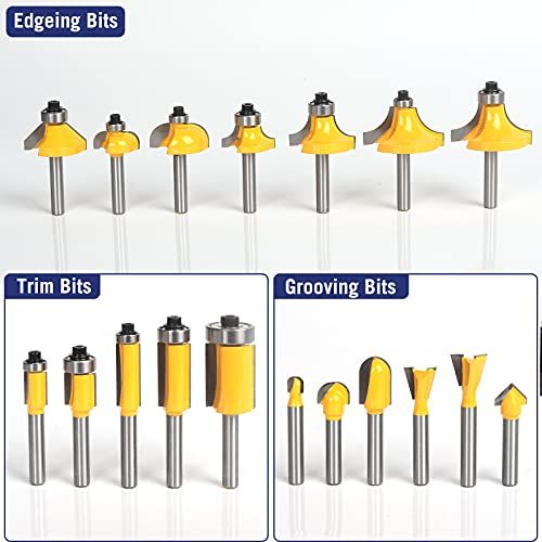 MNA Router Bits 35 Pcs Set 35 Pieces 14 Inch Shank Router Bi