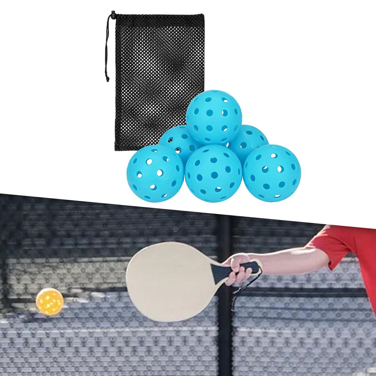 6x Pickle Balls 40 Holes Pickleball Balls For Indoor Blue