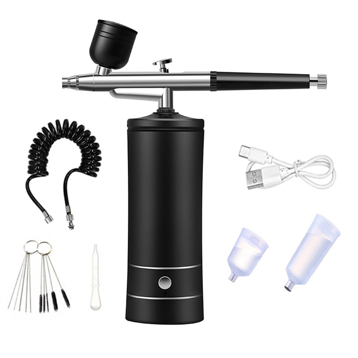 Nail Oxygen Injector Mini Air Compressor Kit,Black