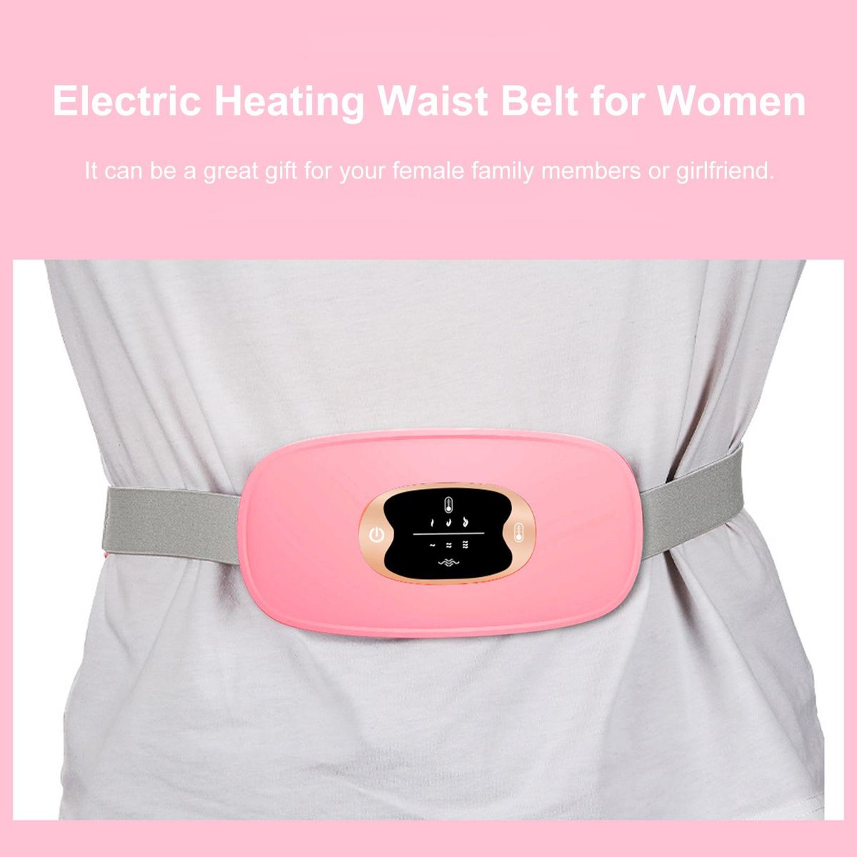 Portable Cordless Heating Pad Belt Electric Waist Belt Device for Women Waist Massager Stomach Waist Belly Uterus Warming Belt 3 Heat Levels and 3 Massage Modes USB Rechargeable