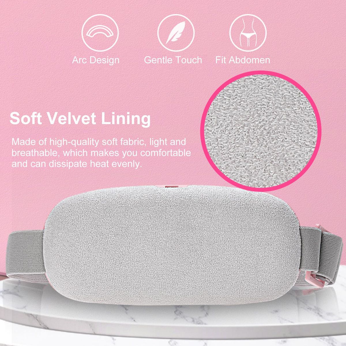 Portable Cordless Heating Pad Belt Electric Waist Belt Device for Women Waist Massager Stomach Waist Belly Uterus Warming Belt 3 Heat Levels and 3 Massage Modes USB Rechargeable