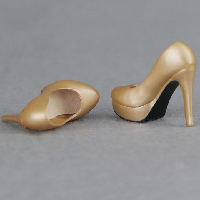 Gold 16 Scale Stiletto Heeled Shoes For 12 Inch Female Figure Gold