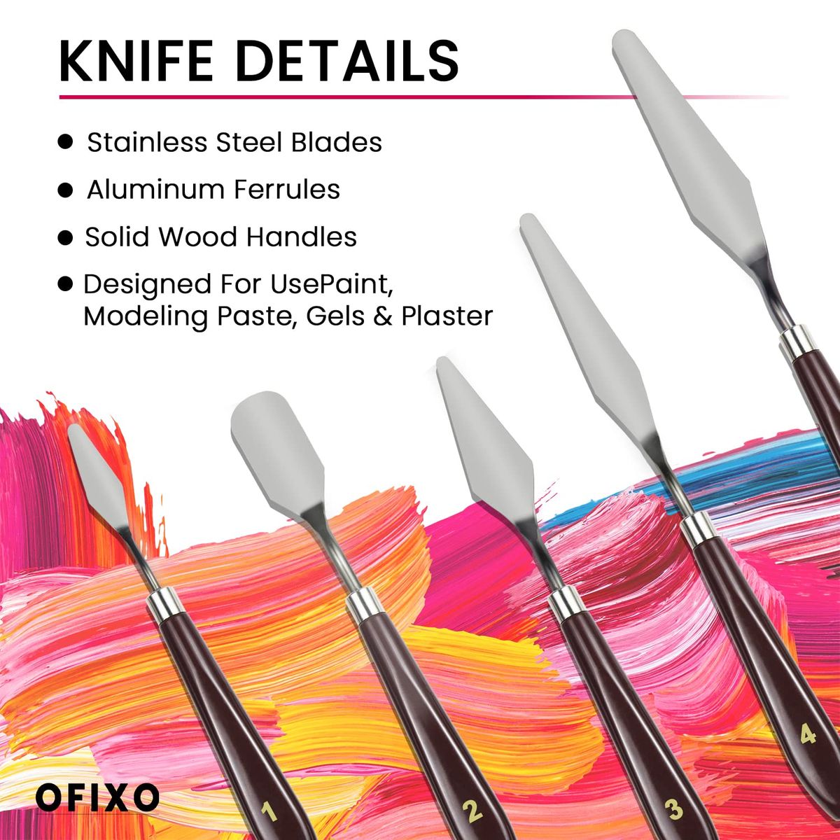 5 Painting Knives Stainless Spatula Palette Knife
