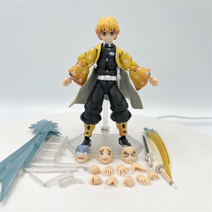 Demon Slayer Agatsuma Zenitsu Figma 522-DX Action Figure PVC Face Changeable Deluxe Edition Model Doll Toy