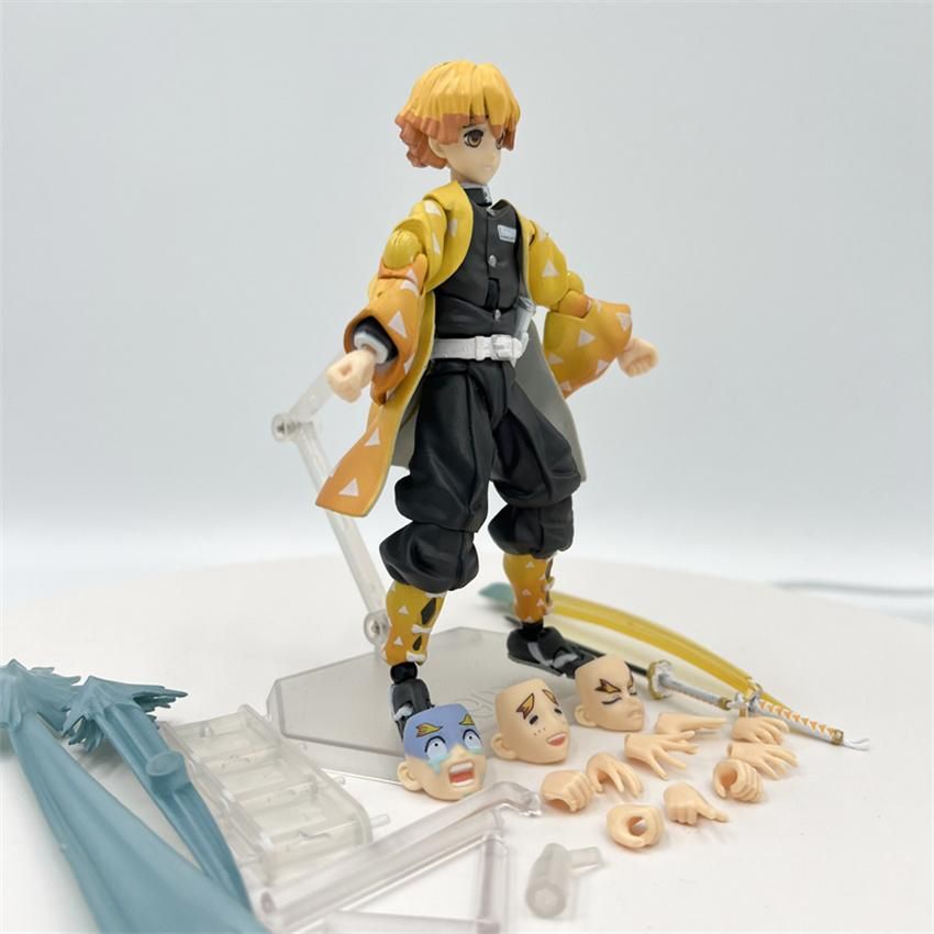 Demon Slayer Agatsuma Zenitsu Figma 522-DX Action Figure PVC Face Changeable Deluxe Edition Model Doll Toy