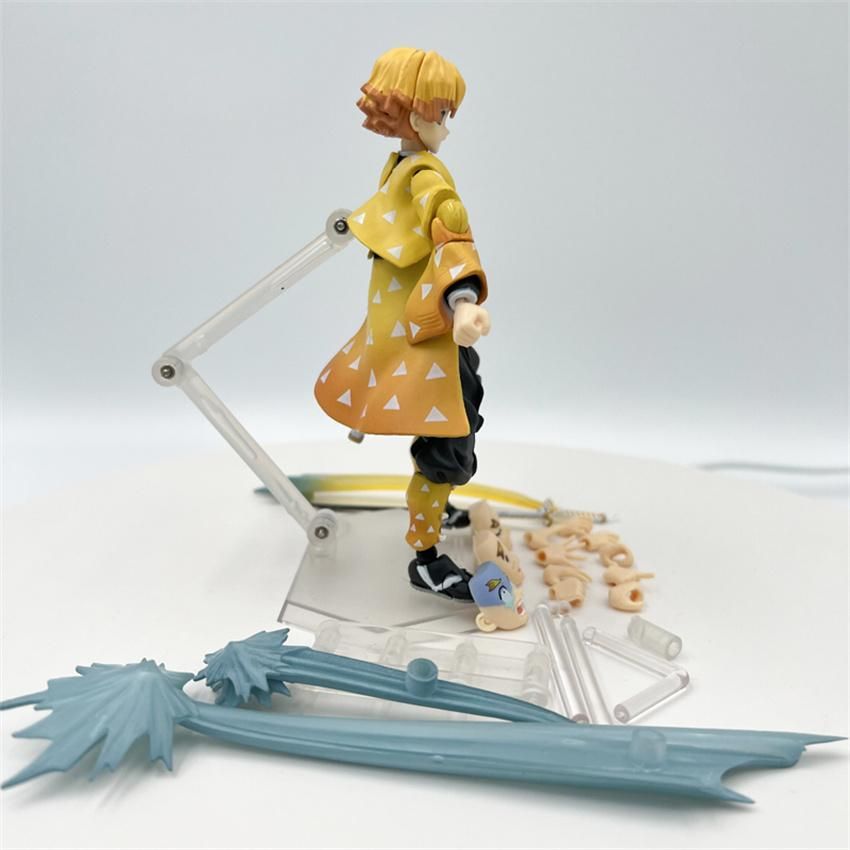Demon Slayer Agatsuma Zenitsu Figma 522-DX Action Figure PVC Face Changeable Deluxe Edition Model Doll Toy
