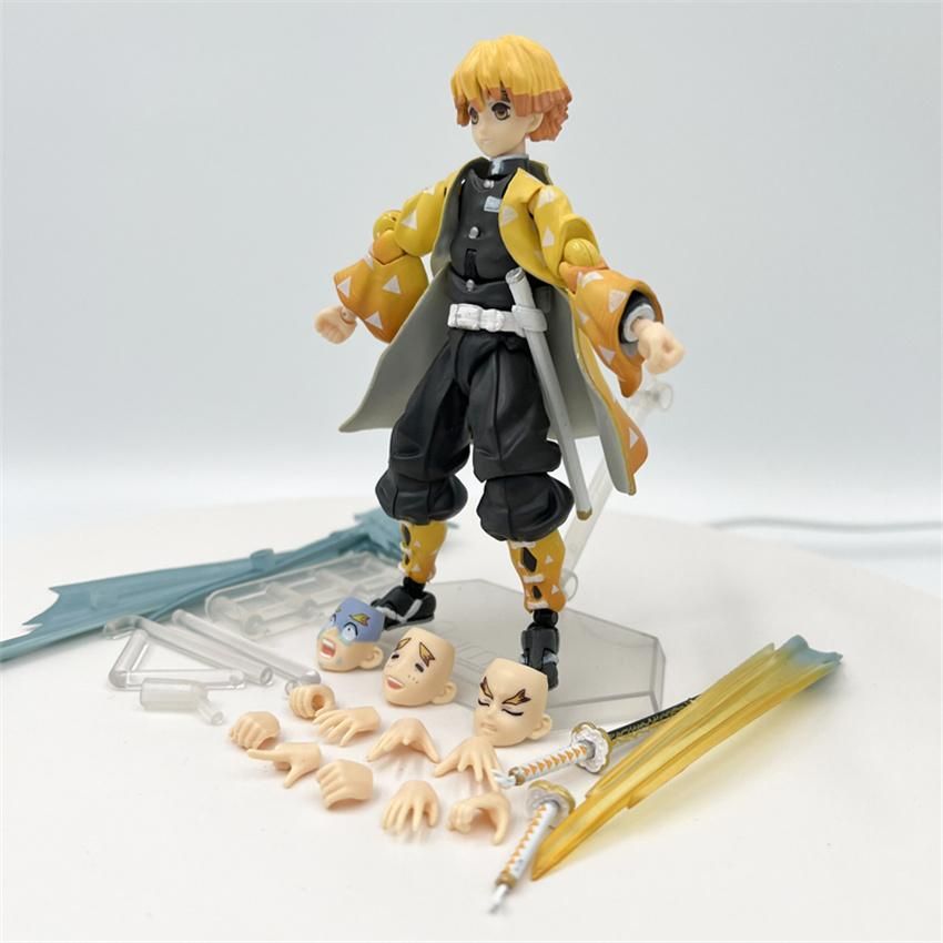 Demon Slayer Agatsuma Zenitsu Figma 522-DX Action Figure PVC Face Changeable Deluxe Edition Model Doll Toy