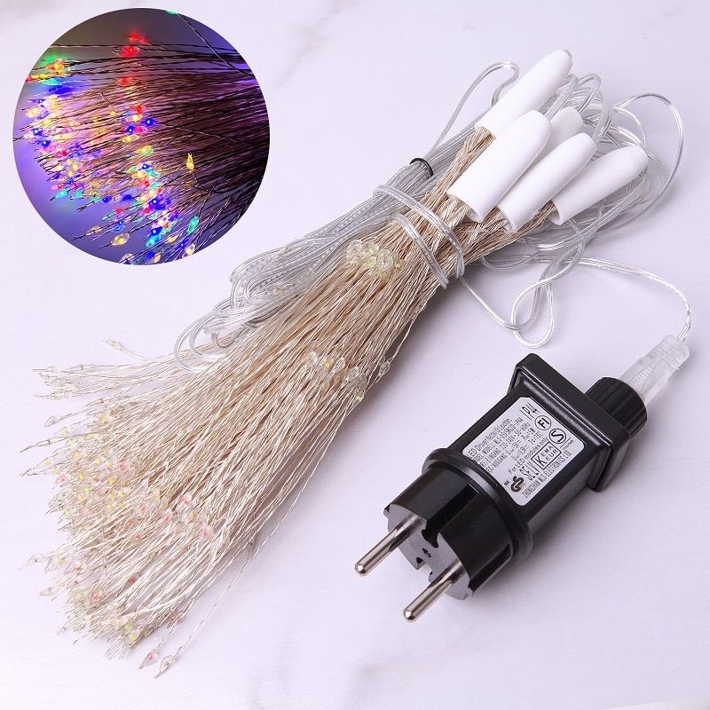 3m 500LED Ip44 Waterproof Fairy Lights Curtain DIY Firework Copper Wire String Lights For Christmas Garden Lawn Room Decoration--European Color--