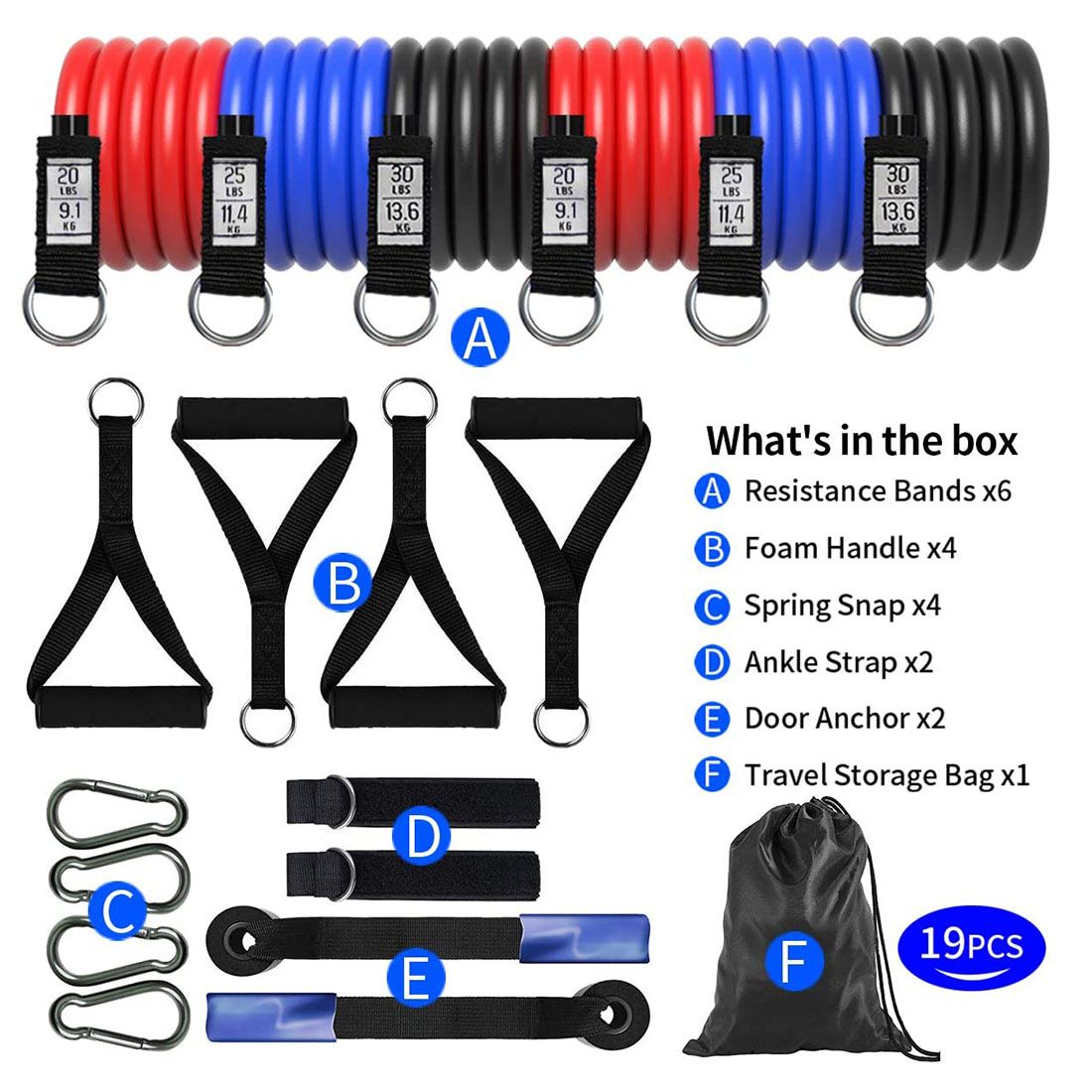 (Black)Resistance Bands Set Pull Up Exercise Bands Handles Door Anchor For Men Women Legs Arms Chest Train Workouts Home Gym Equipment WAR