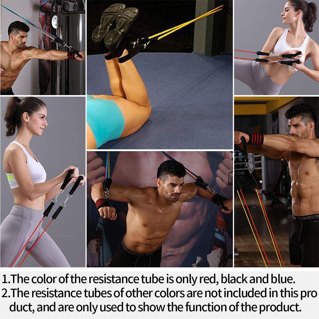 (Black)Resistance Bands Set Pull Up Exercise Bands Handles Door Anchor For Men Women Legs Arms Chest Train Workouts Home Gym Equipment WAR