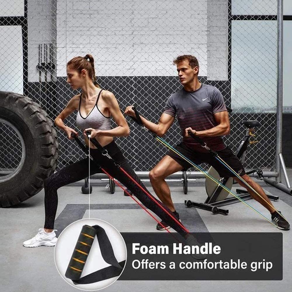 (Black)Resistance Bands Set Pull Up Exercise Bands Handles Door Anchor For Men Women Legs Arms Chest Train Workouts Home Gym Equipment WAR