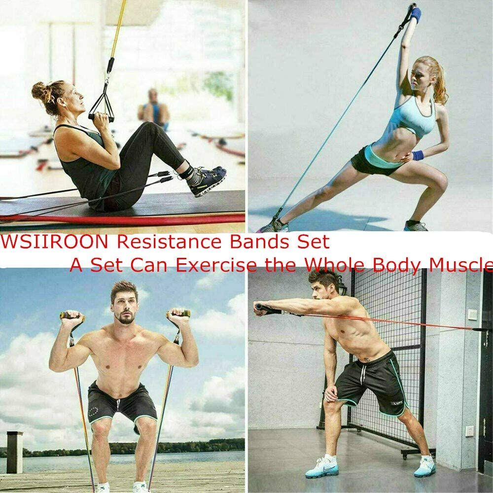 (Black)Resistance Bands Set Pull Up Exercise Bands Handles Door Anchor For Men Women Legs Arms Chest Train Workouts Home Gym Equipment WAR