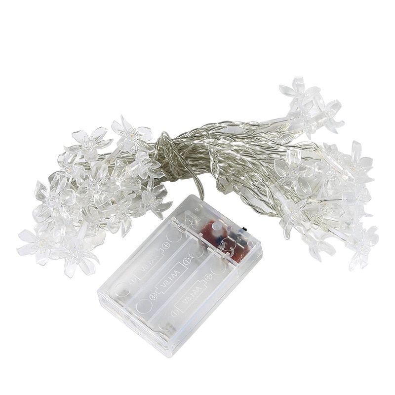 Cherry Blossom String Fairy Lights Outdoor Lights Gard Festoon Led Light Crystal Flowers For Indoor Wedding Christmas Decors--White--3m 20Led