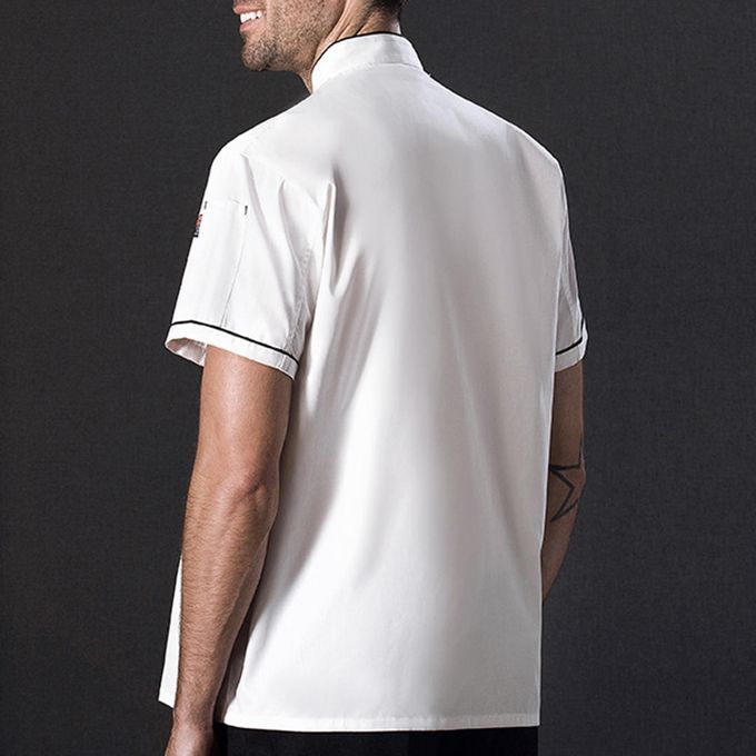 Chef Jacket Uniform Short Sleeve Hotel Kitchen Chefwear Cook M White
