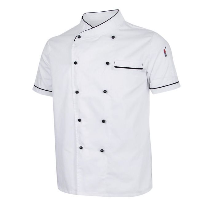 Chef Jacket Uniform Short Sleeve Hotel Kitchen Chefwear Cook M White