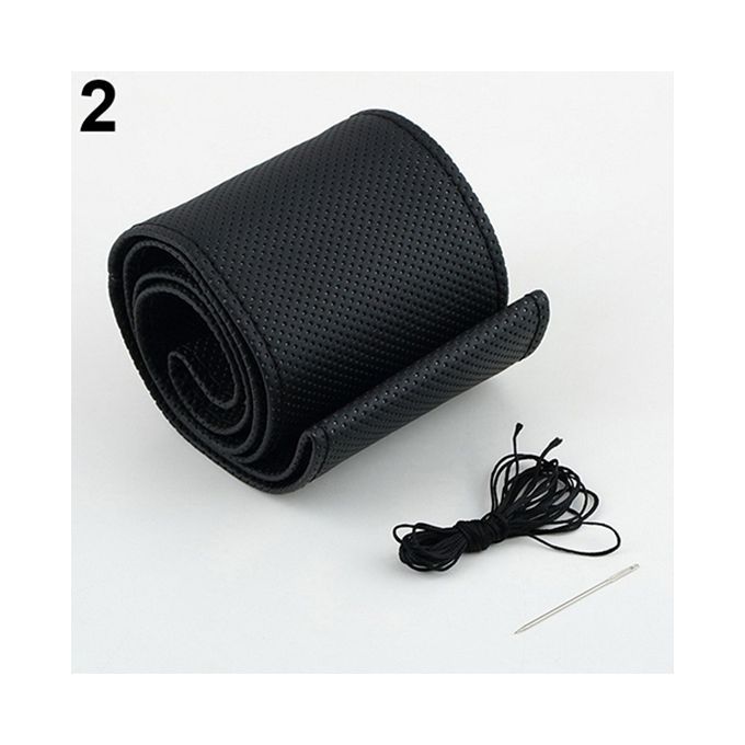 Useful DIY Faux Leather Soft Car Steering Wheel Cover-Black