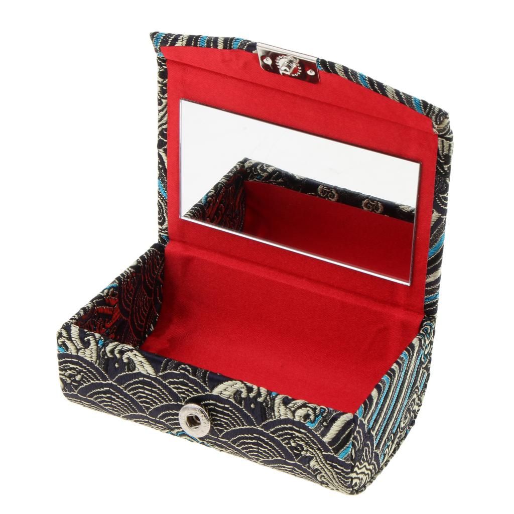 Fashion Retro  Case In Fabric Silk Brocade Hard Case Black