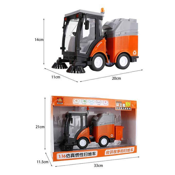 Road Sweeper Simulation Model Sanitation Car Garbage Truck Musical Toy