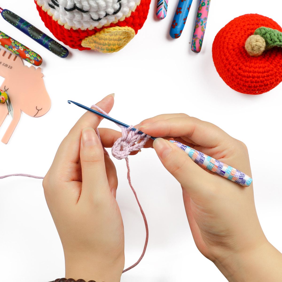 Large Eye Blunt  Yarn Knitting Plus Crochet Hooks Set