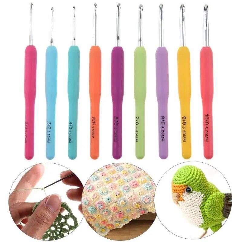 8/9pcs Weave Craft Crochet Hooks Yarn Knitting Needles Sewing Tool Kit TPR Aluminum Knitting Needles Crochet Hooks Needles