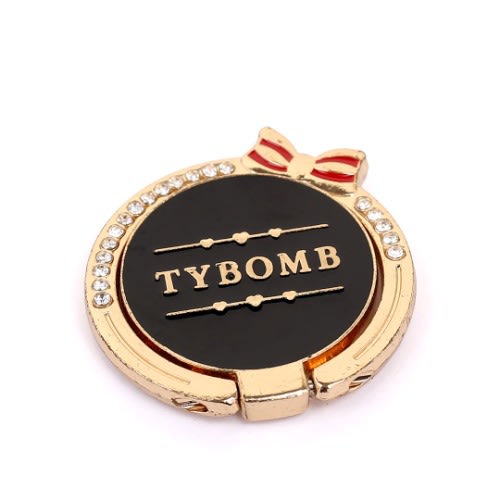 Tybomb Magnet Silver Stone Ring Phone Holder- Black Gold