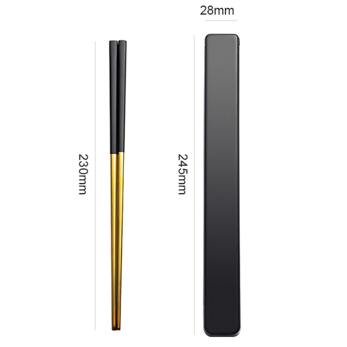 1 Set Stainless Steel Chopsticks With Case Reusable-Black