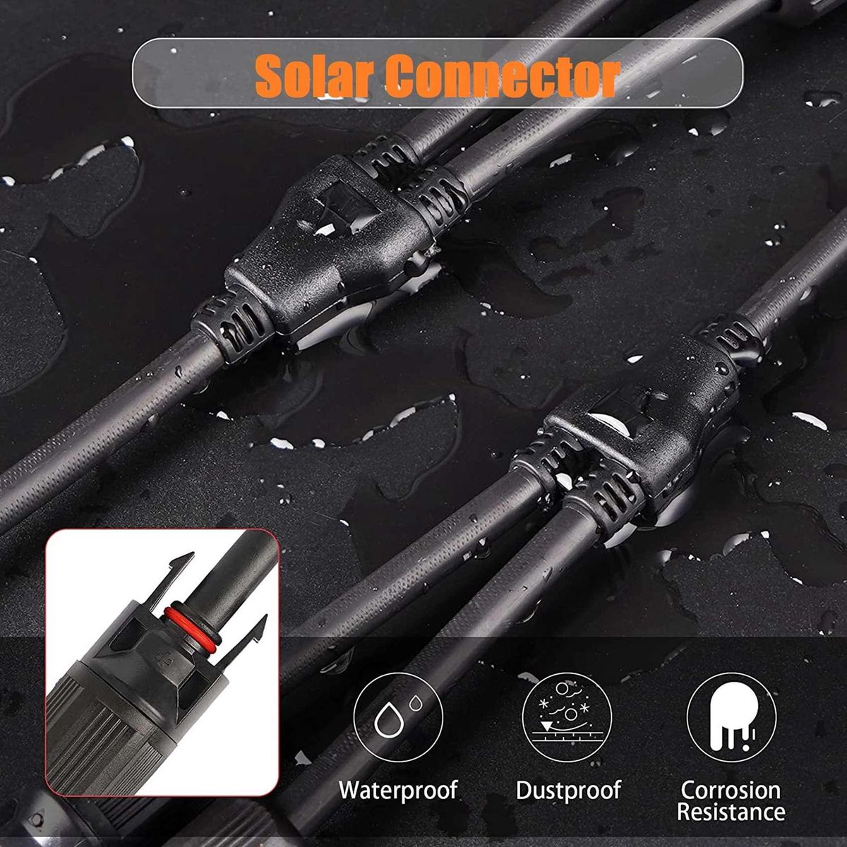 M/FF and F/MM Solar Connector DC1500V Y Branch Parallel Adapter Cable Cord Plug Tool Kit for Solar Panels