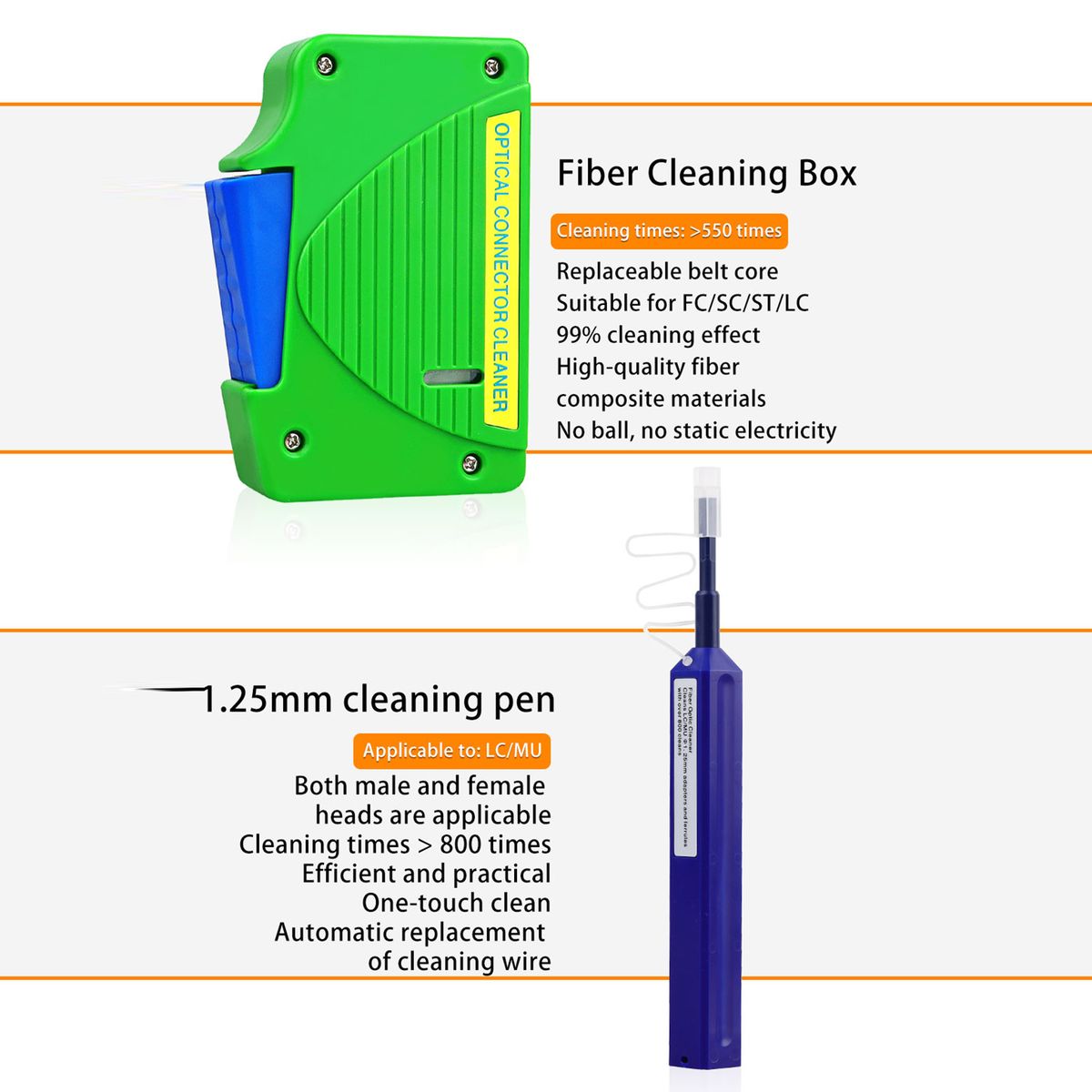 Optical Fiber End Face Cleaning Tool Set
