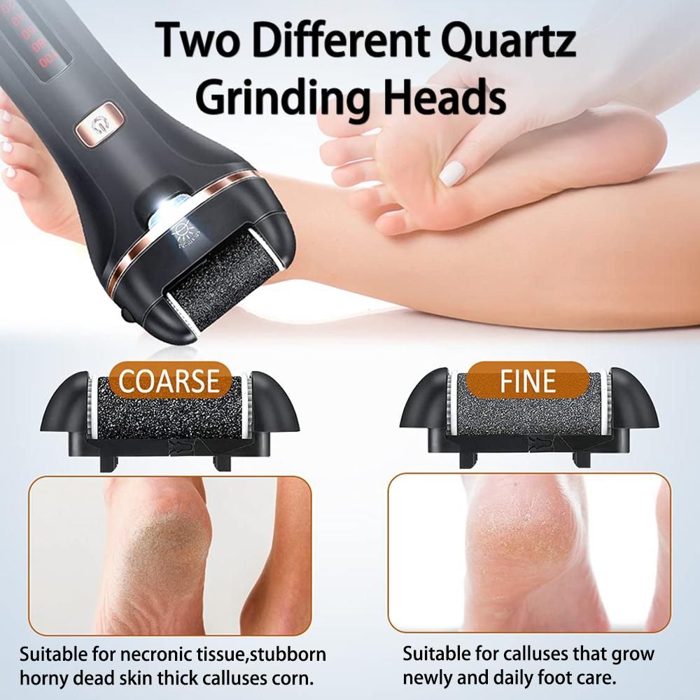 Electric Callus Remover, Foot Grinder Rechargeable Foot File Hard Skin Remover Pedicure Tools for Feet Electronic Callus Remover  Portable Waterproof Pedicure kit for Cracked Heels and Dead Skin Foot Care Foot Scrubber with L