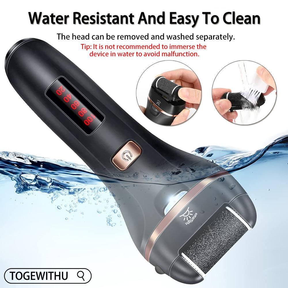 Electric Callus Remover, Foot Grinder Rechargeable Foot File Hard Skin Remover Pedicure Tools for Feet Electronic Callus Remover  Portable Waterproof Pedicure kit for Cracked Heels and Dead Skin Foot Care Foot Scrubber with L