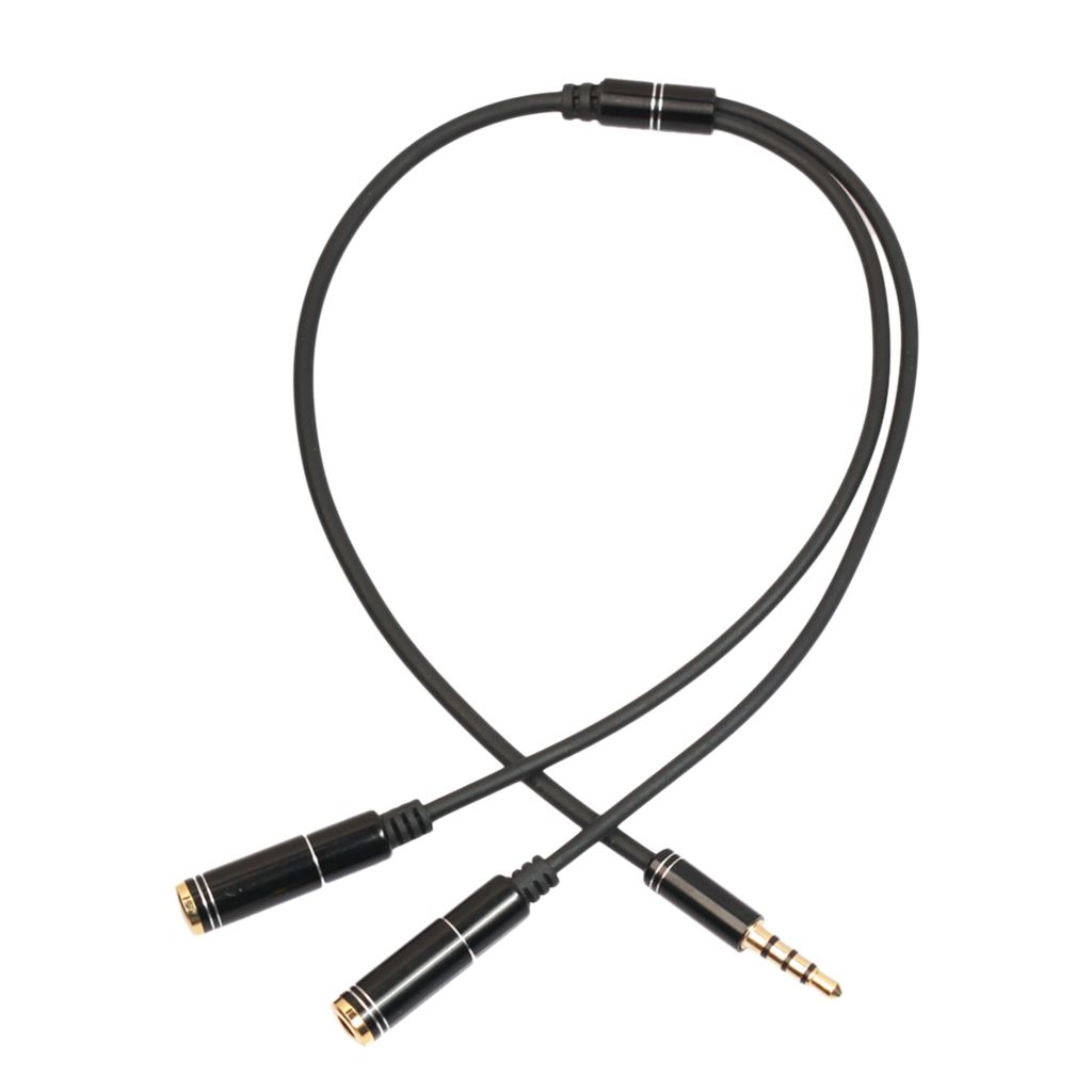 12inch 3.5mm Single Audio Stereo Jack To Double Female Sockets Y Black