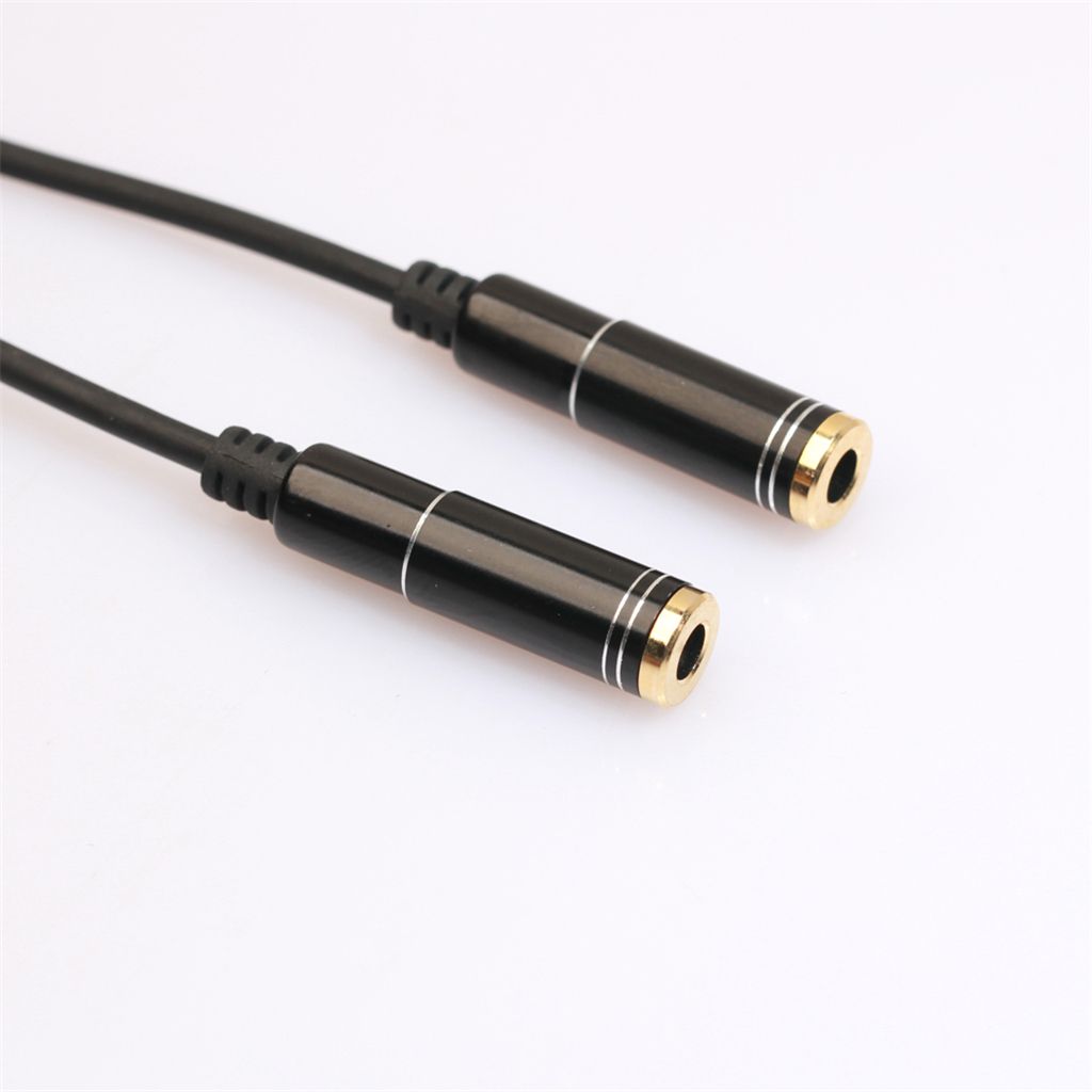 12inch 3.5mm Single Audio Stereo Jack To Double Female Sockets Y Black