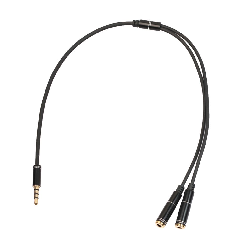 12inch 3.5mm Single Audio Stereo Jack To Double Female Sockets Y Black