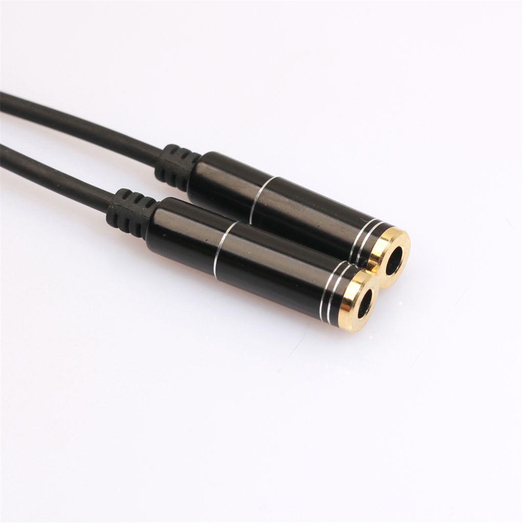 12inch 3.5mm Single Audio Stereo Jack To Double Female Sockets Y Black