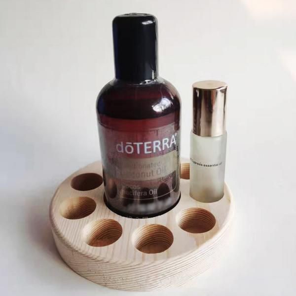 Round Natural Wood Storage Rack Essential Oil Holder Box