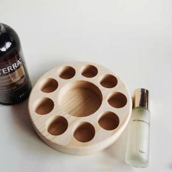Round Natural Wood Storage Rack Essential Oil Holder Box