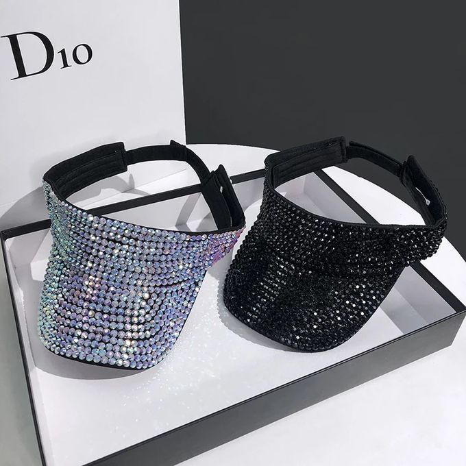 2 In 1 LUXURY CRYSTAL RHINESTONE GLITTERY VISOR OPEN BRIM CAP