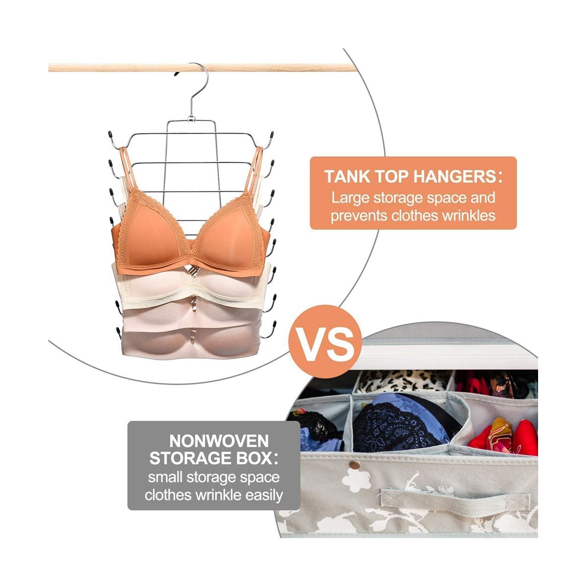 Bra Organizer Tank Top Hanger for Closet Swivel Hook Foldable Design Space Saving Hanger Metal Bra Holder Hanging
