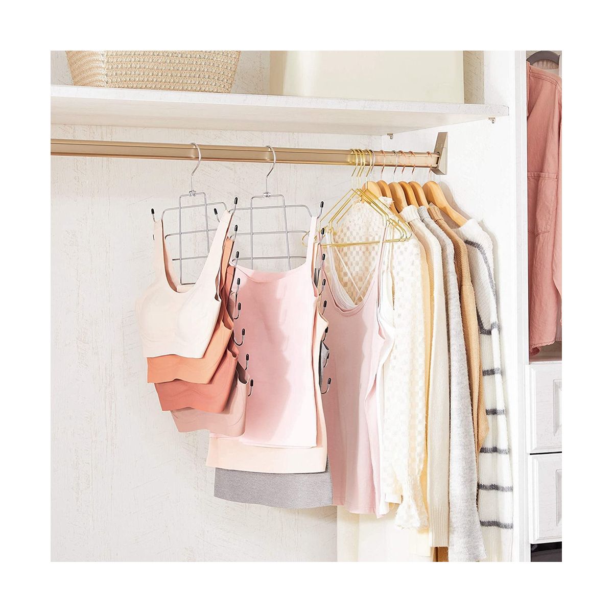 Bra Organizer Tank Top Hanger for Closet Swivel Hook Foldable Design Space Saving Hanger Metal Bra Holder Hanging