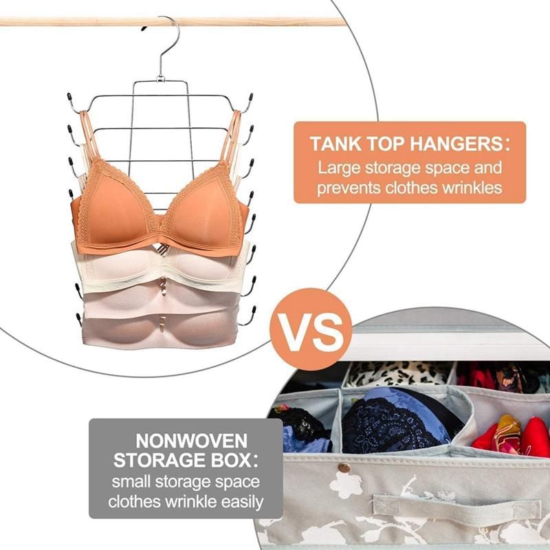 Bra Organizer Tank Top Hanger for Closet Swivel Hook Foldable Design Space Saving Hanger Metal Bra Holder Hanging