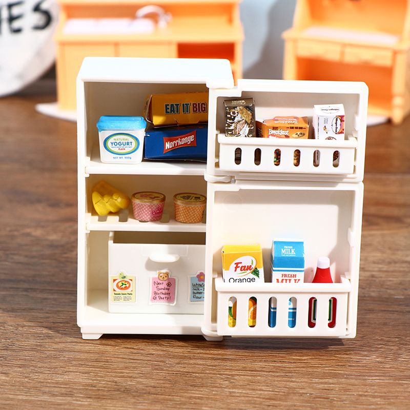 Sale 16PcsSet Doll 1:12 House Hot Freezer Model White
